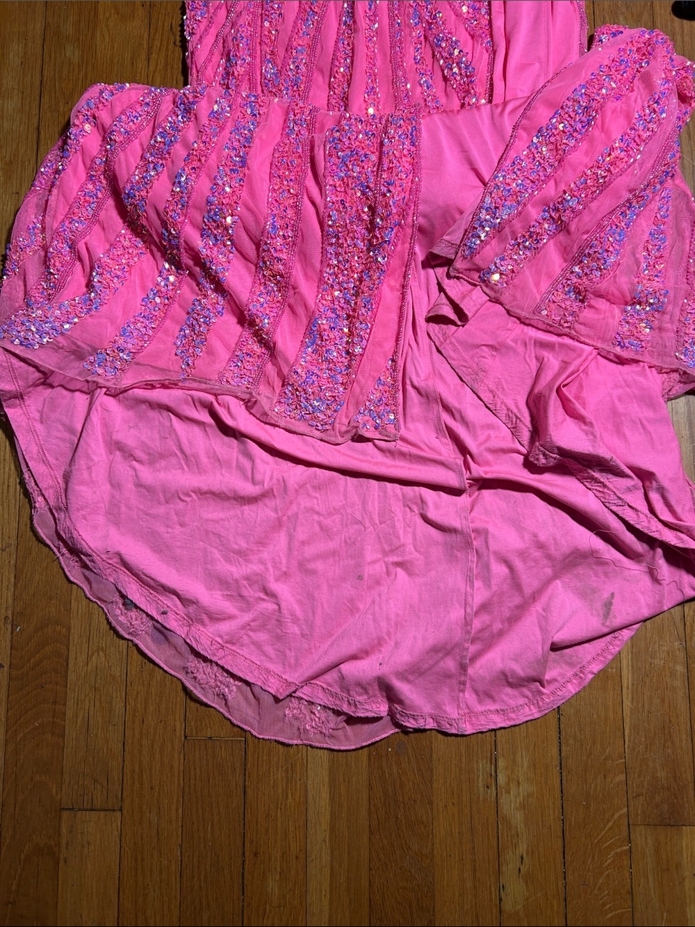 Ashley Lauren, #11236 Strapless Bright Pink Floral Sequin Gown. Women Size 16 - Picture 8 of 14